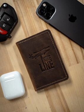 Nine Line Brown Leather Wallet - Embossed Logo